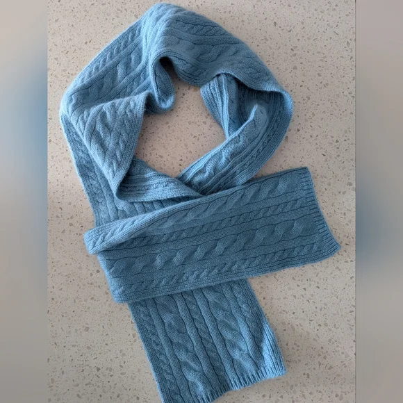 Lands end Cableknit Cashtouch Scarf Blue - Picture 3 of 3